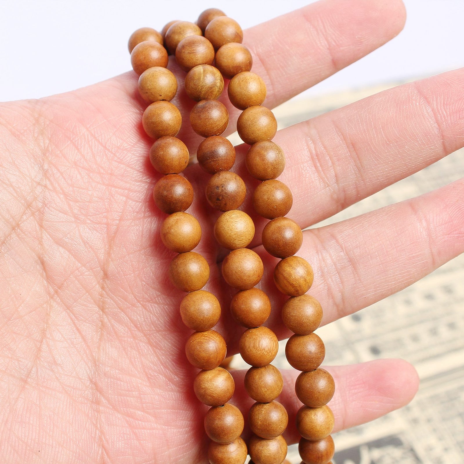 Protect Peace Date Wood Buddha Beads Bracelet Practice Supplies 8mm - ETNCN