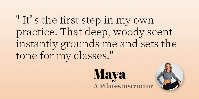 pilates instructor maya use incense
