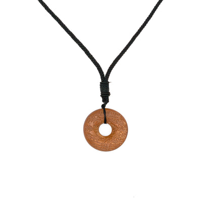 Wooden Taoist Lightning Strike Wood Natural Energy Bagua Necklace - ETNCN