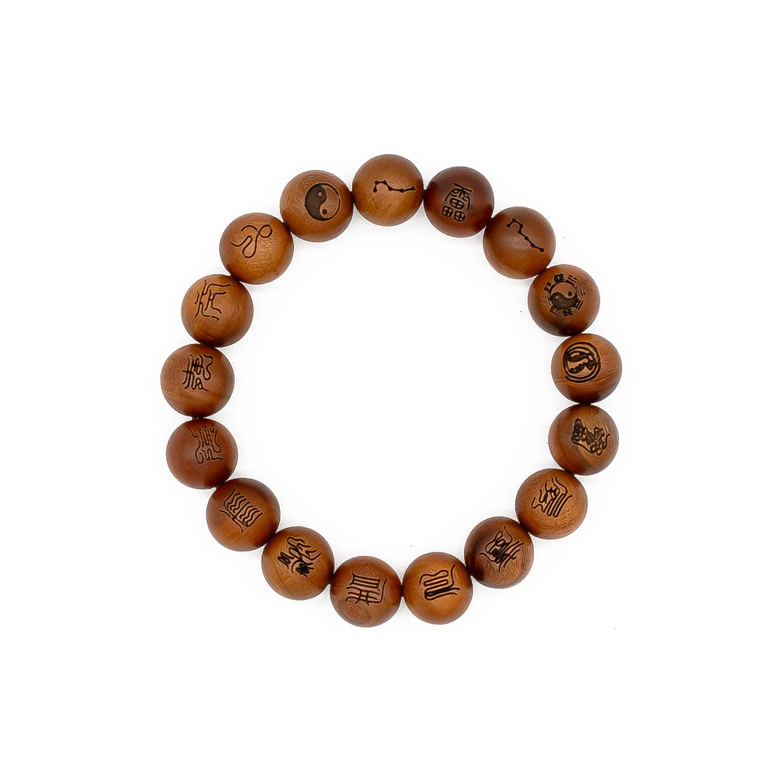 Increase Wealth Protect Health Wooden Taoist Scripture Lightning Strike Wooden Bracelets 12mm - ETNCN