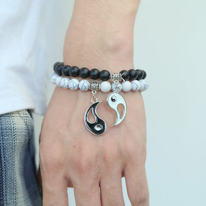 Volcanic Stone Tai Chi Yin Yang Bracelet Couple Bracelet Protects Love - ETNCN