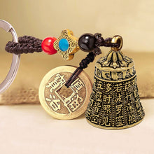 Load image into Gallery viewer, Metallic Five Emperors&#39; Money Heart Sutra Bell Keychain - ETNCN
