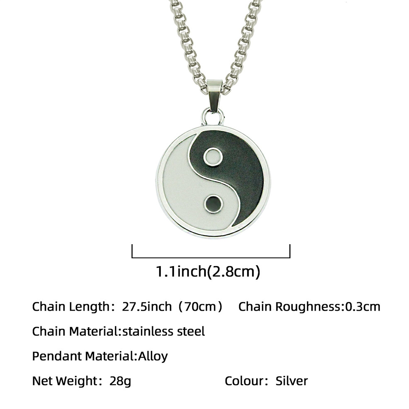 Replenishing Vitality Metal Taoist Yin Yang Energy Necklace - ETNCN