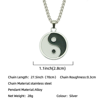 Replenishing Vitality Metal Taoist Yin Yang Energy Necklace - ETNCN