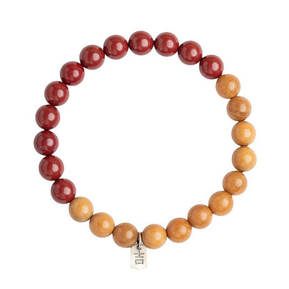 Wooden Mineral Peach Wood and Cinnabar Mixed Bracelet Attracts Love and Protects Peace - ETNCN